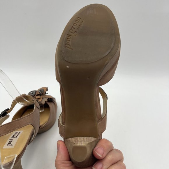 Paul Green Leather Flower T-Strap Peep Toe Heels Size UK 4/US‎ 6.5 - Picture 11 of 11